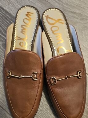 Moving Sale! Sam Edelman Brown Leather Slip-On Loafers with Gold Horsebit